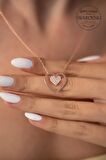 Swarovski Taşlı Çift Kalp Model Rose Kaplama Gümüş Zirconia Kolye