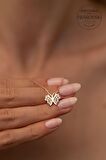 Swarovski Taşlı Kelebek Model Rose Kaplama Gümüş Zirconia Kolye