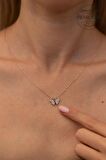 Swarovski Taşlı Kelebek Model Rose Kaplama Gümüş Zirconia Kolye