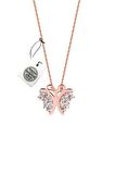 Swarovski Taşlı Kelebek Model Rose Kaplama Gümüş Zirconia Kolye