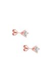 Swarovski Taşlı Tek Taş Model Rose Kaplama Gümüş Zirconia Küpe