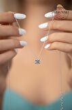 Swarovski Taşlı Dört Taş Model Gümüş Zirconia Kolye