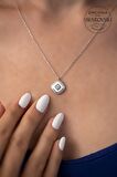 Swarovski Taşlı Kare Model Gümüş Zirconia Kolye