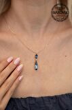 Swarovski Taşlı Damla Model Rose Kaplama Gümüş Crystal Kolye