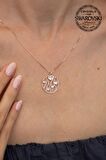 Swarovski Taşlı Sarmaşık Model Rose Kaplama Gümüş Crystal Kolye