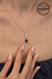 Swarovski Taşlı Damla Model Rose Kaplama Gümüş Crystal Kolye