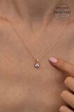 Swarovski Taşlı Tektaş Model Rose Kaplama Gümüş Zirconia Kolye