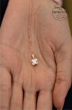 Swarovski Taşlı Tektaş Model Rose Kaplama Gümüş Zirconia Kolye
