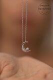 Swarovski Taşlı Ayyıldız Model Gümüş Zirconia Kolye