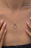 Swarovski Taşlı Yarım Daire Model Rose Kaplama Gümüş Zirconia Kolye