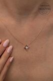 Swarovski Taşlı Kutup Yıldızı Model Rose Kaplama Gümüş Zirconia Kolye