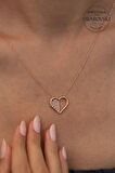 Swarovski Taşlı Kalp Model Rose Kaplama Gümüş Zirconia Kolye