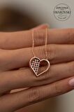 Swarovski Taşlı Kalp Model Rose Kaplama Gümüş Zirconia Kolye