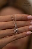 Swarovski Taşlı Kelebek Model Gümüş Zirconia Kolye