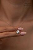 Swarovski Taşlı Yuvarlak Model Rose Kaplama Gümüş Zirconia Kolye