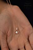 Swarovski Taşlı Damla ve Halka Model Rose Kaplama Gümüş Zirconia Kolye