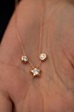 Swarovski Taşlı Yıldız ve İki Taş Model Rose Kaplama Gümüş Zirconia Kolye