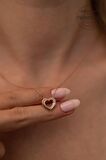 Swarovski Taşlı Kalp ve Tektaş Model Rose Kaplama Gümüş Zirconia Kolye
