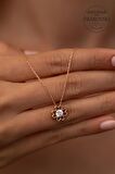 Swarovski Taşlı Yonca Model Rose Kaplama Gümüş Zirconia Kolye