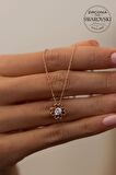 Swarovski Taşlı Yonca Model Rose Kaplama Gümüş Zirconia Kolye