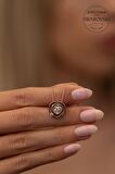 Swarovski Taşlı Çift Kalp Model Rose Kaplama Gümüş Zirconia Kolye