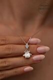 Swarovski Taşlı Baget Model Gümüş Zirconia Kolye