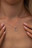 Swarovski Taşlı Kalp ve Papatya Model Gümüş Zirconia Kolye