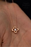 Swarovski Taşlı Yonca Model Rose Kaplama Gümüş Zirconia Kolye