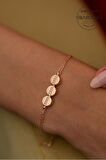 Swarovski Taşlı Üçlü Yuvarlak Model Rose Kaplama Gümüş Zirconia Bileklik