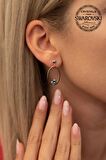 Swarovski Taşlı Oval Model Rose Kaplama Gümüş Crystal Küpe