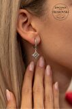 Swarovski Taşlı Kare Model Gümüş Zirconia Küpe