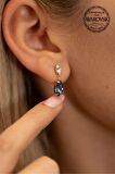 Swarovski Taşlı Mekik Model Rose Kaplama Gümüş Crystal Küpe