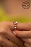 Swarovski Taşlı Çift taş Model Rose Kaplama Gümüş Crystal Yüzük