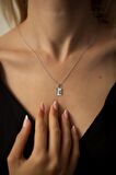 Swarovski Taşlı Dikdörtgen Model Gümüş Zirconia Kolye
