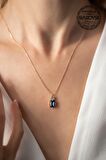 Swarovski Taşlı Baget ve Tektaş Model Rose Kaplama Gümüş Crystal Kolye