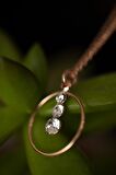 Swarovski Taşlı Üçtaşlı Halka Model Rose Kaplama Gümüş Crystal Kolye