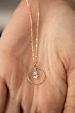 Swarovski Taşlı Üçtaşlı Halka Model Rose Kaplama Gümüş Crystal Kolye