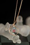 Swarovski Taşlı Mix Üçtaşlı Halka Model Rose Kaplama Gümüş Crystal Kolye