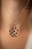 Swarovski Taşlı Çiçek Model Rose Kaplama Gümüş Crystal Kolye