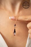 Swarovski Taşlı Mekik ve Damla Model Rose Kaplama Gümüş Crystal Kolye