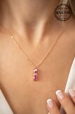 Swarovski Taşlı Üçtaş Model Rose Kaplama Gümüş Crystal Kolye