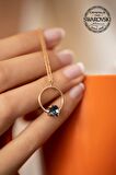 Swarovski Taşlı Halka ve Tektaş Model Rose Kaplama Gümüş Crystal Kolye