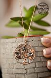 Swarovski Taşlı Hayat Ağacı Model Rose Kaplama Gümüş Crystal Kolye