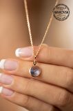 Swarovski Taşlı Tektaş Model Rose Kaplama Gümüş Crystal Kolye