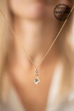 Swarovski Taşlı Damla ve Çift Taş Model Rose Kaplama Gümüş Crystal Kolye