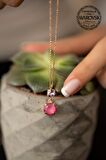 Swarovski Taşlı Çift Taş Model Rose Kaplama Gümüş Crystal Kolye