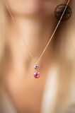 Swarovski Taşlı Çift Taş Model Rose Kaplama Gümüş Crystal Kolye