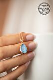 Swarovski Taşlı Damla Model Rose Kaplama Gümüş Crystal Kolye