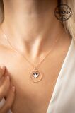 Swarovski Taşlı Halka ve Kalp Model Rose Kaplama Gümüş Crystal Kolye