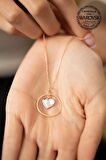 Swarovski Taşlı Halka ve Kalp Model Rose Kaplama Gümüş Crystal Kolye